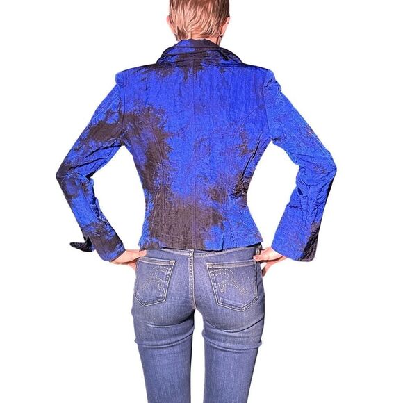 Blue & Black Ruffle Collar Blazer - Picture 16 of 16